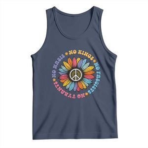No Kings No Fascists No Tyrants No Nazis Tank Top Peace Floral Sunflower TS11 Navy Print Your Wear