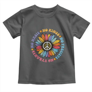 No Kings No Fascists No Tyrants No Nazis Toddler T Shirt Peace Floral Sunflower TS11 Dark Heather Print Your Wear