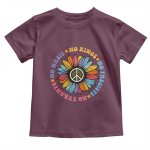 No Kings No Fascists No Tyrants No Nazis Toddler T Shirt Peace Floral Sunflower TS11 Maroon Print Your Wear