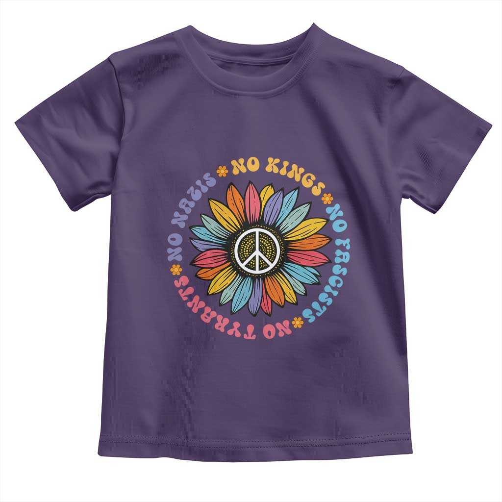 No Kings No Fascists No Tyrants No Nazis Toddler T Shirt Peace Floral Sunflower TS11 Purple Print Your Wear
