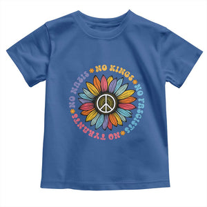 No Kings No Fascists No Tyrants No Nazis Toddler T Shirt Peace Floral Sunflower TS11 Royal Blue Print Your Wear