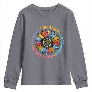 No Kings No Fascists No Tyrants No Nazis Youth Sweatshirt Peace Floral Sunflower TS11 Charcoal Print Your Wear