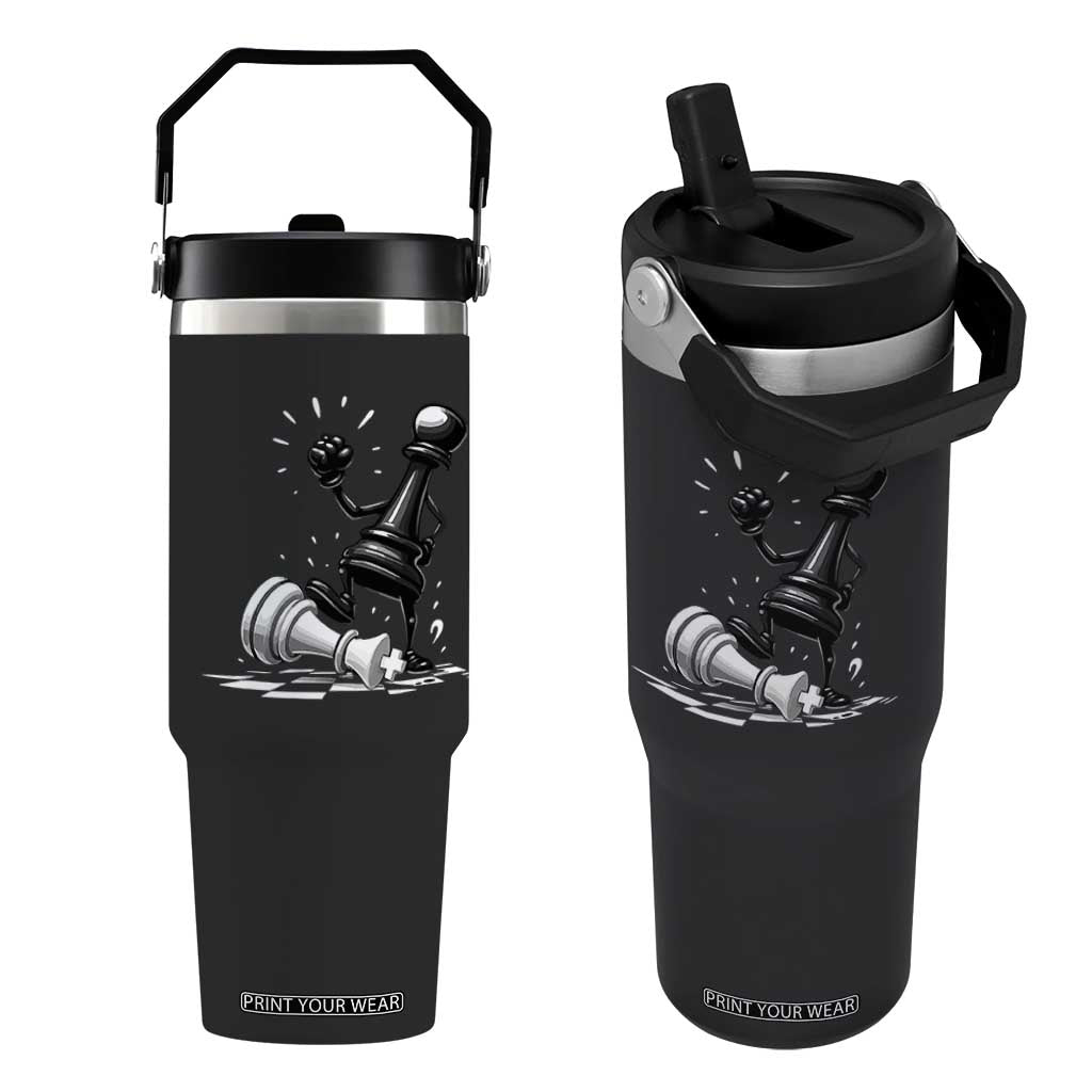 No Kings Flip Straw Tumbler America Protest Chess Rejecting Kings - Print Your Wear