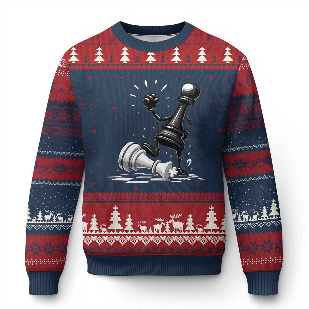 No Kings Ugly Christmas Sweater America Protest Chess Rejecting Kings - Print Your Wear