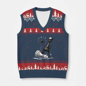 No Kings V-Neck Knit Sweater Vest America Protest Chess Rejecting Kings - Print Your Wear