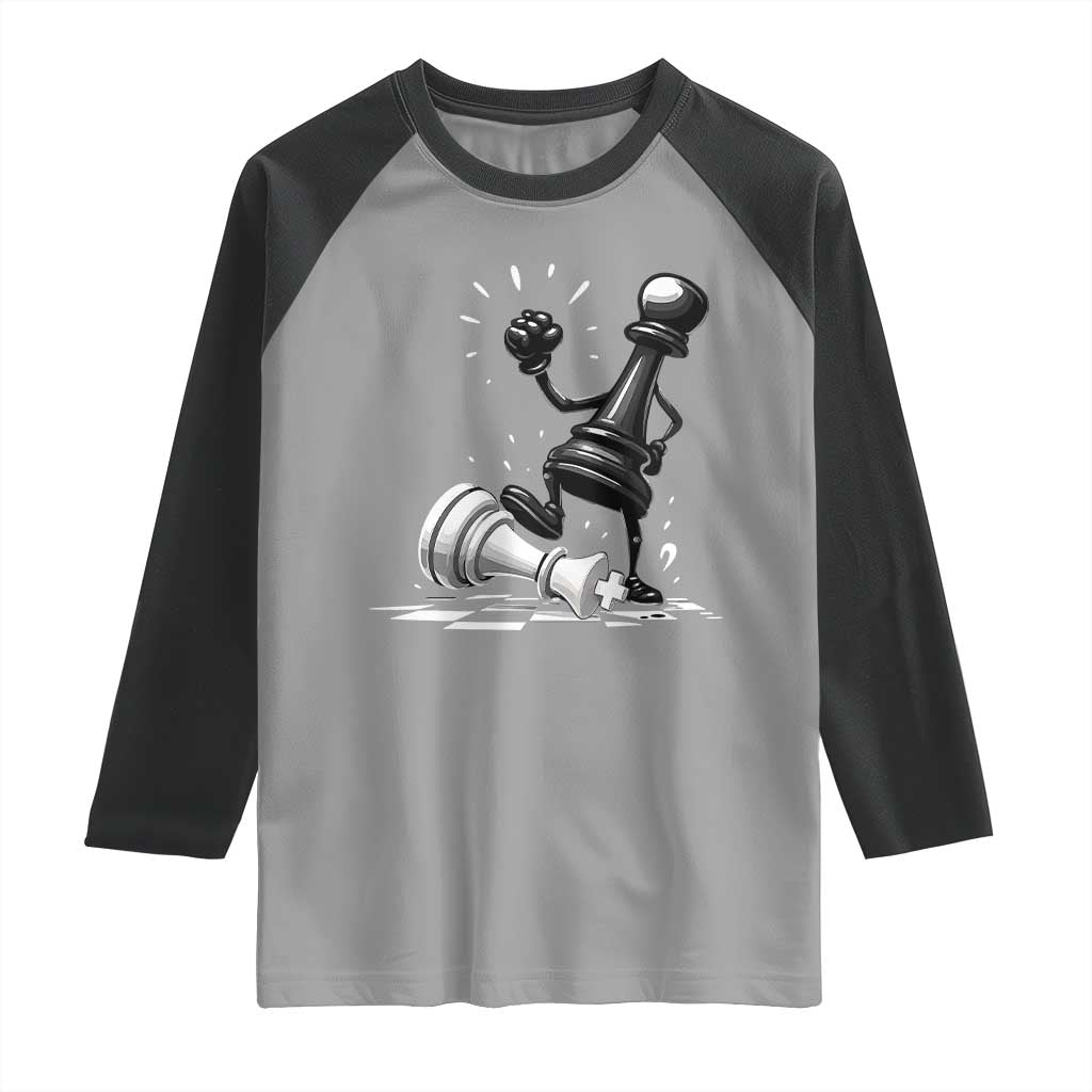 No Kings Raglan Shirt America Protest Chess Rejecting Kings TS11 Sport Gray Black Print Your Wear