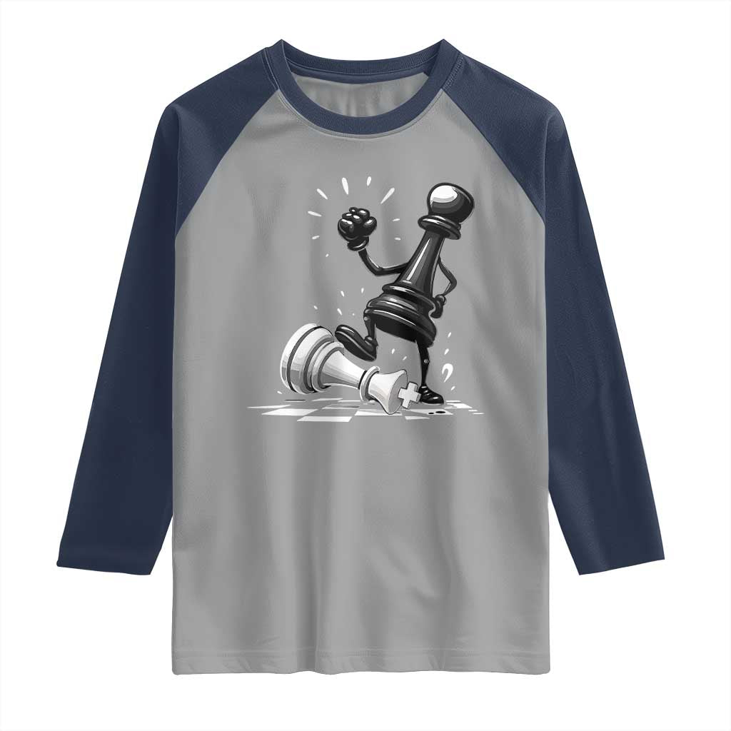 No Kings Raglan Shirt America Protest Chess Rejecting Kings TS11 Sport Gray Navy Print Your Wear