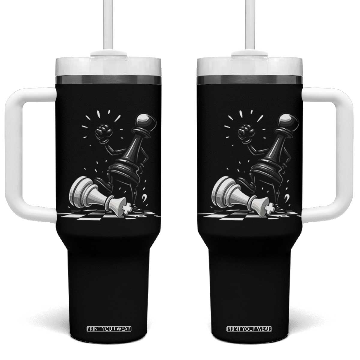 No Kings Tumbler With Handle America Protest Chess Rejecting Kings - Print Your Wear