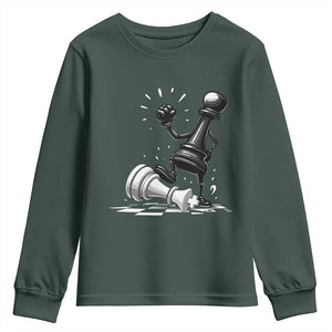 No Kings Youth Sweatshirt America Protest Chess Rejecting Kings TS11 Dark Forest Green Print Your Wear