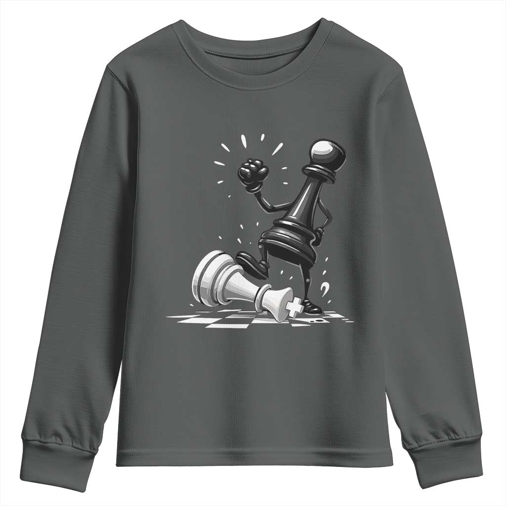 No Kings Youth Sweatshirt America Protest Chess Rejecting Kings TS11 Dark Heather Print Your Wear