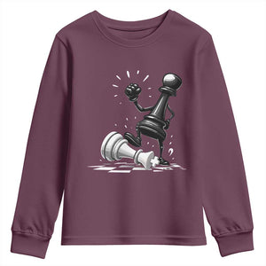No Kings Youth Sweatshirt America Protest Chess Rejecting Kings TS11 Maroon Print Your Wear