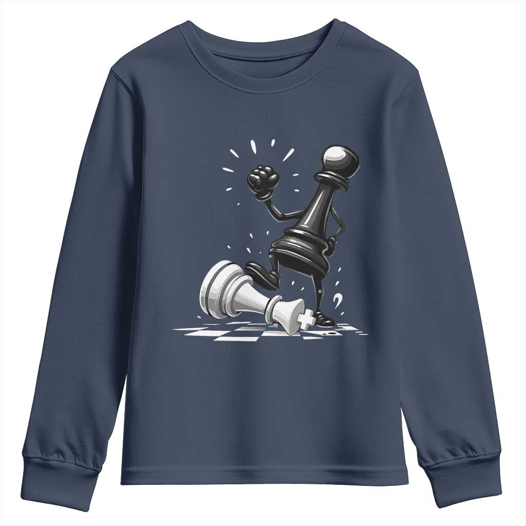 No Kings Youth Sweatshirt America Protest Chess Rejecting Kings TS11 Navy Print Your Wear
