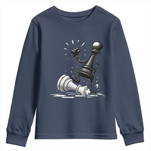 No Kings Youth Sweatshirt America Protest Chess Rejecting Kings TS11 Navy Print Your Wear