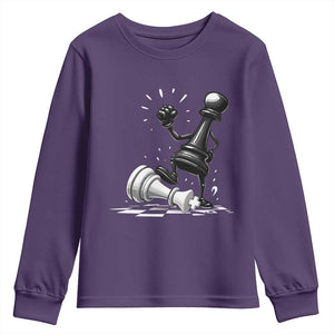 No Kings Youth Sweatshirt America Protest Chess Rejecting Kings TS11 Purple Print Your Wear