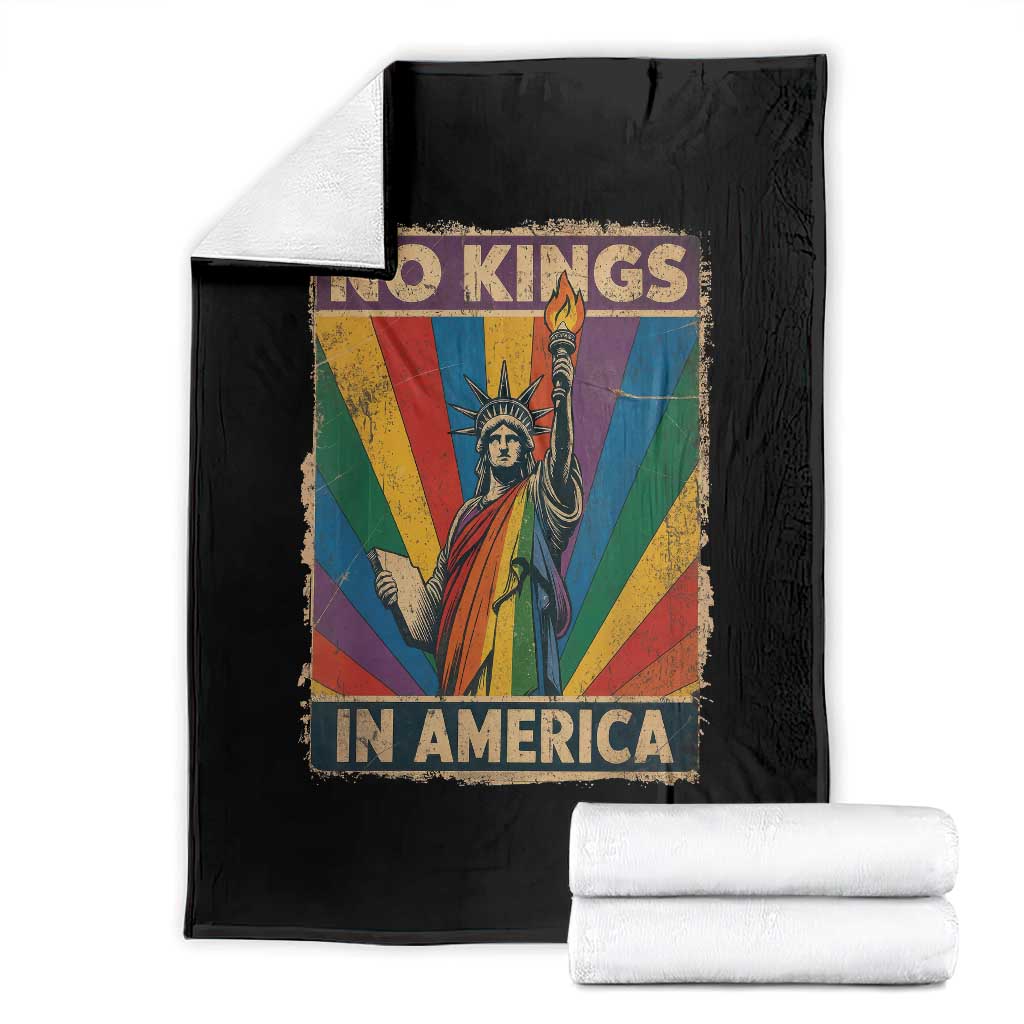 Funny No Kings In America LGBT Throw Blanket Retro Statue Of Liberty TS11 Black Print Your Wear