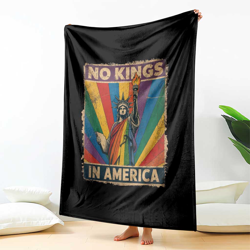 Funny No Kings In America LGBT Throw Blanket Retro Statue Of Liberty TS11 Print Your Wear