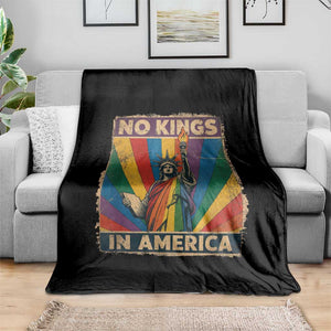 Funny No Kings In America LGBT Throw Blanket Retro Statue Of Liberty - Print Your Wear