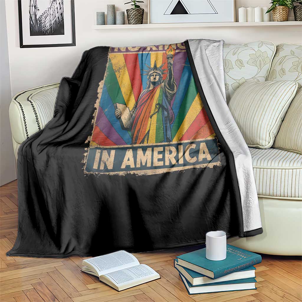 Funny No Kings In America LGBT Throw Blanket Retro Statue Of Liberty TS11 Print Your Wear