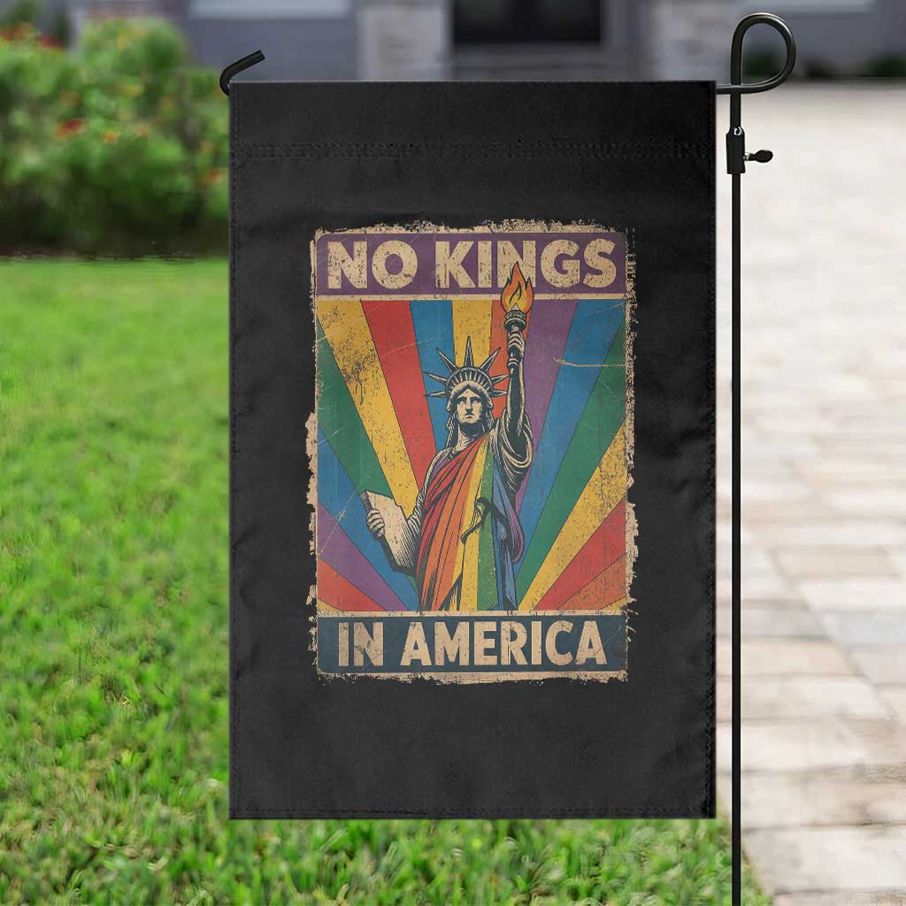 Funny No Kings In America LGBT Garden Flag Retro Statue Of Liberty TS11 Print Your Wear