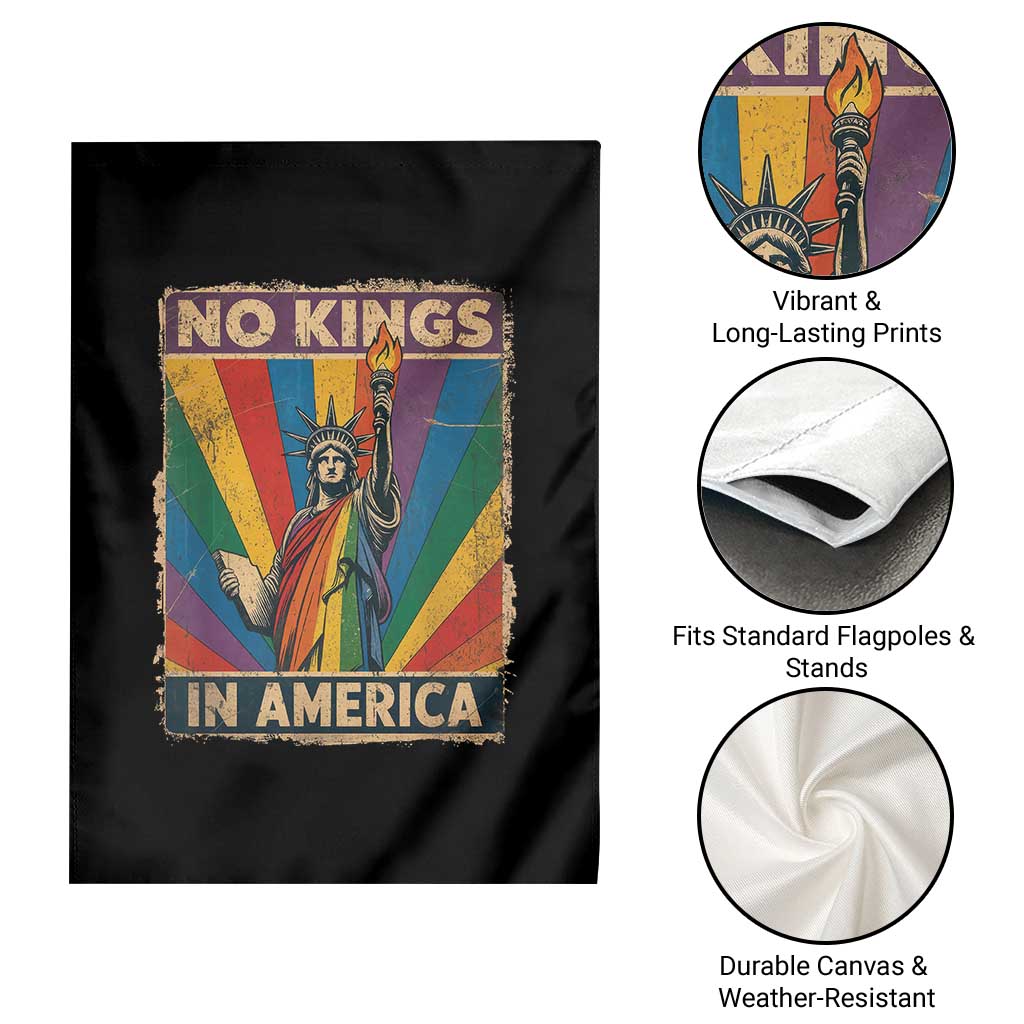 Funny No Kings In America LGBT Garden Flag Retro Statue Of Liberty TS11 Print Your Wear