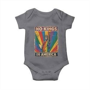 Funny No Kings In America LGBT Baby Onesie Retro Statue Of Liberty TS11 Charcoal Print Your Wear
