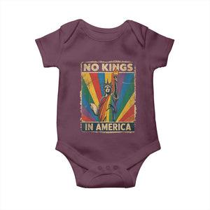 Funny No Kings In America LGBT Baby Onesie Retro Statue Of Liberty TS11 Maroon Print Your Wear