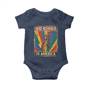 Funny No Kings In America LGBT Baby Onesie Retro Statue Of Liberty TS11 Navy Print Your Wear