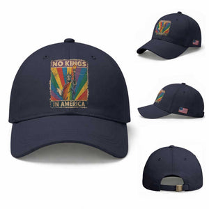Funny No Kings In America LGBT Baseball Cap Retro Statue Of Liberty TS11 Baseball Cap Universal Fit Navy Print Your Wear