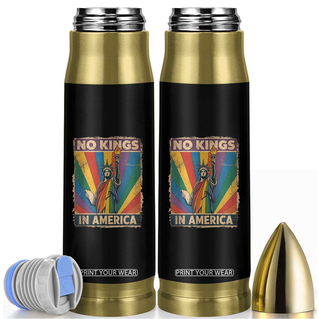 Funny No Kings In America LGBT Bullet Tumbler Retro Statue Of Liberty - Print Your Wear