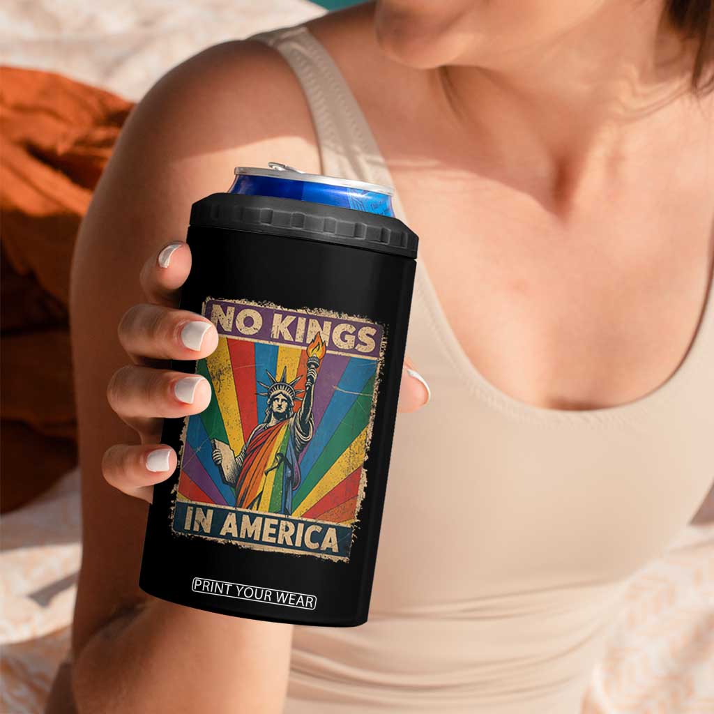 Funny No Kings In America LGBT 4 in 1 Can Cooler Tumbler Retro Statue Of Liberty TS11 Print Your Wear