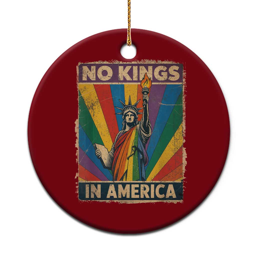 Funny No Kings In America LGBT Ceramic Ornament Retro Statue Of Liberty TS11 1pc Red Print Your Wear