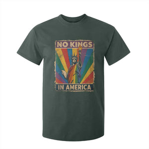 Funny No Kings In America LGBT T Shirt For Kid Retro Statue Of Liberty TS11 Dark Forest Green Print Your Wear