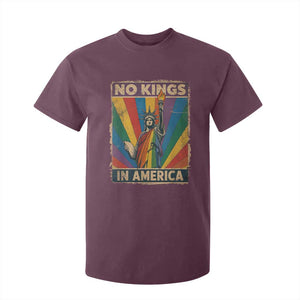 Funny No Kings In America LGBT T Shirt For Kid Retro Statue Of Liberty TS11 Maroon Print Your Wear