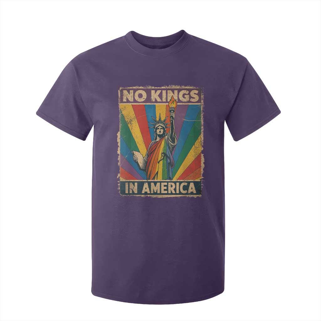 Funny No Kings In America LGBT T Shirt For Kid Retro Statue Of Liberty TS11 Purple Print Your Wear