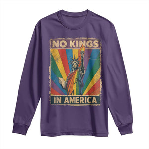 Funny No Kings In America LGBT Long Sleeve Shirt Retro Statue Of Liberty - Print Your Wear