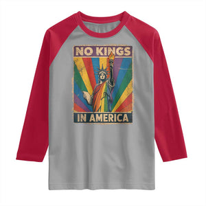 Funny No Kings In America LGBT Raglan Shirt Retro Statue Of Liberty TS11 Sport Gray Red Print Your Wear