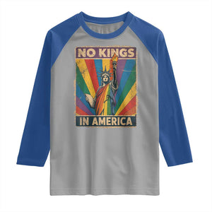 Funny No Kings In America LGBT Raglan Shirt Retro Statue Of Liberty TS11 Sport Gray Royal Print Your Wear