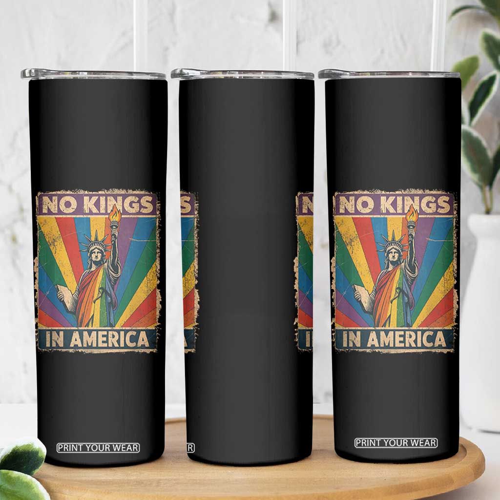 Funny No Kings In America LGBT Skinny Tumbler Retro Statue Of Liberty TS11 Print Your Wear