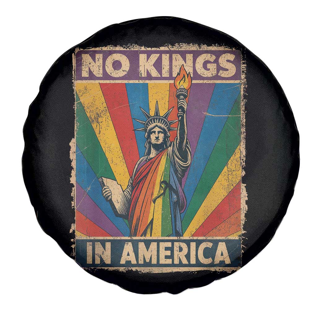 Funny No Kings In America LGBT Spare Tire Cover Retro Statue Of Liberty TS11 Print Your Wear