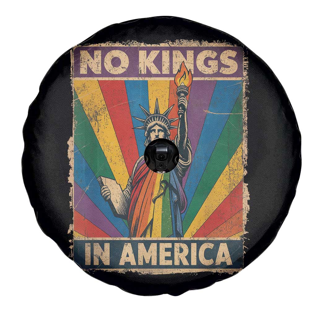 Funny No Kings In America LGBT Spare Tire Cover Retro Statue Of Liberty TS11 Print Your Wear
