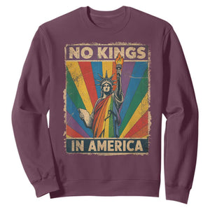 Funny No Kings In America LGBT Sweatshirt Retro Statue Of Liberty TS11 Maroon Print Your Wear