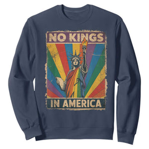 Funny No Kings In America LGBT Sweatshirt Retro Statue Of Liberty - Print Your Wear