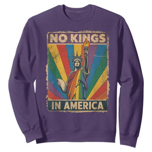 Funny No Kings In America LGBT Sweatshirt Retro Statue Of Liberty - Print Your Wear