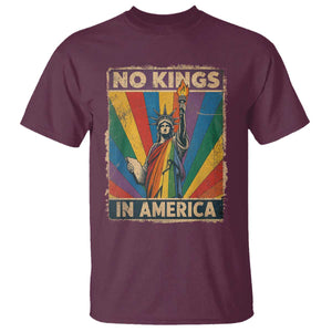 Funny No Kings In America LGBT T Shirt Retro Statue Of Liberty TS11 Maroon Print Your Wear