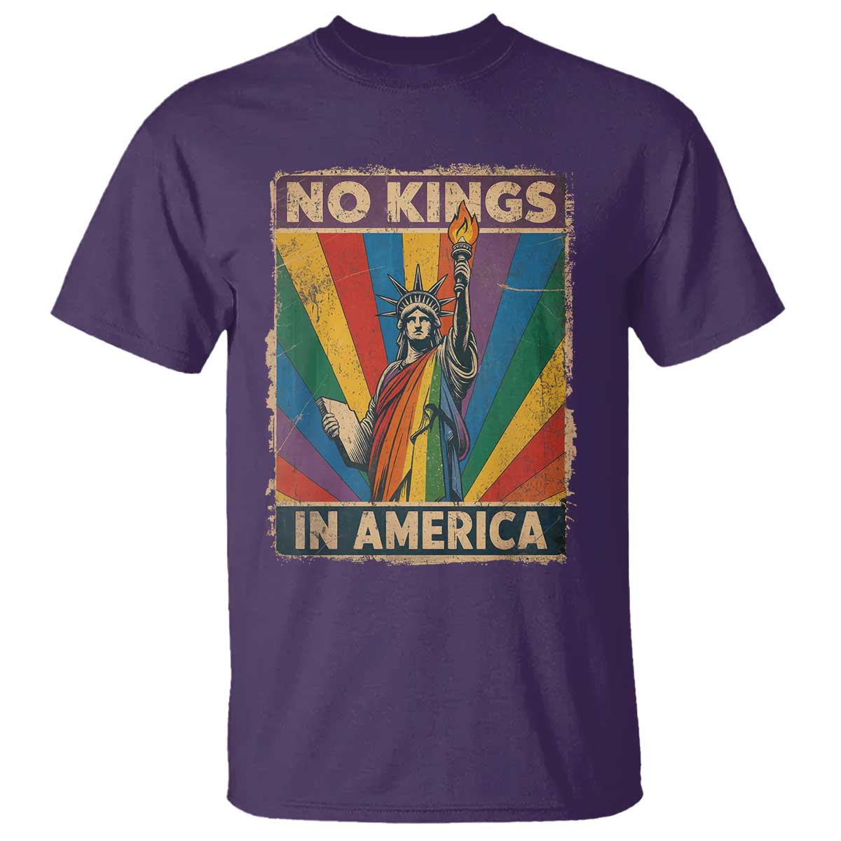 Funny No Kings In America LGBT T Shirt Retro Statue Of Liberty TS11 Purple Print Your Wear