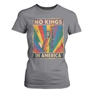 Funny No Kings In America LGBT T Shirt For Women Retro Statue Of Liberty TS11 Charcoal Print Your Wear