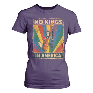 Funny No Kings In America LGBT T Shirt For Women Retro Statue Of Liberty TS11 Purple Print Your Wear