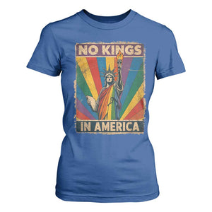 Funny No Kings In America LGBT T Shirt For Women Retro Statue Of Liberty TS11 Royal Blue Print Your Wear