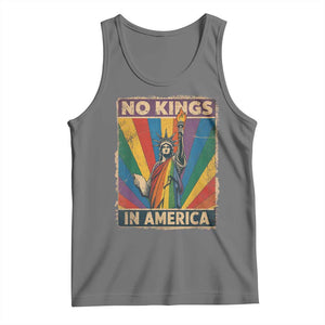 Funny No Kings In America LGBT Tank Top Retro Statue Of Liberty TS11 Black Heather Print Your Wear