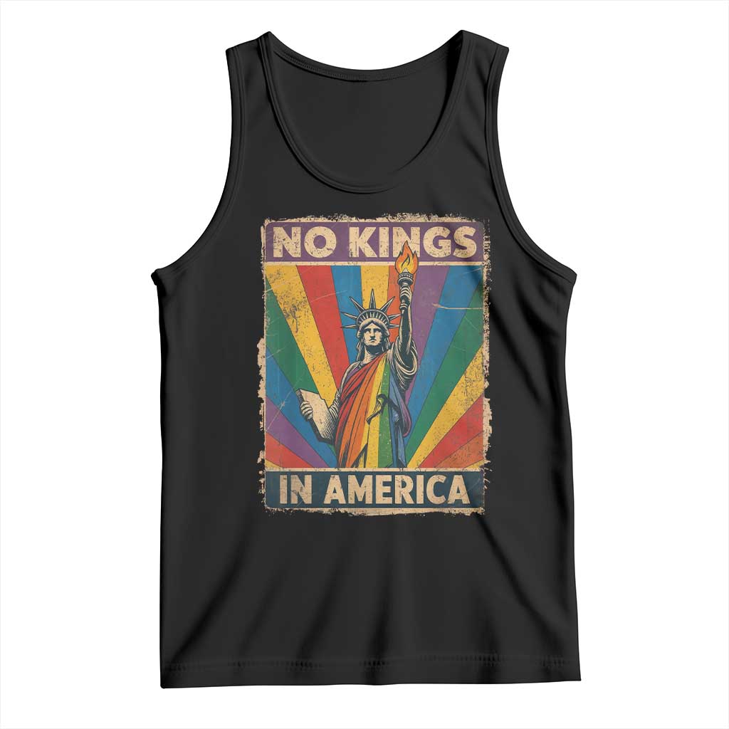 Funny No Kings In America LGBT Tank Top Retro Statue Of Liberty TS11 Black Print Your Wear